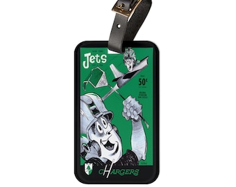 1964 Football Jets Chargers Luggage Tag | Retro Football Travel ID