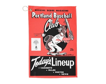 Vintage 1959 Baseball Portland Beavers Golf Towel - Sports Gift, Collector's Item, Sports Fan Merch, Retro Design, Memorabilia