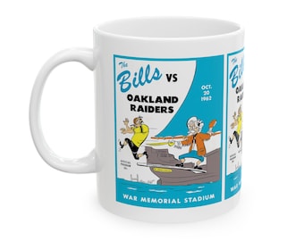 Football Ceramic Mug, 1962 Buffalo Bills Oakland Raiders Sports Fan Gift Cup, Team Game Day Coffee Tea Mug, Gridiron Football Memorabilia