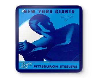 1945 Vintage Pittsburgh Steelers - New York Giants Football Program Cover - Corkwood Coaster Set