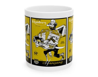 Vintage 1964 Charges Raiders Football Ceramic Mug, Gift for Football Fans, Sports Memorabilia, Retro Logo Cup, Father's Day Gift, Christmas