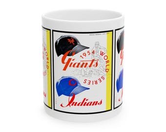 Baseball World Series Ceramic Mug, 1954 New York Giants-Cleveland, Sports Fan Gift, Collectible Cup, Vintage Baseball Memorabilia, Coffee
