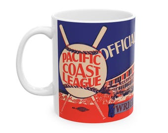 Ceramic Mug, 1937 Pacific Coast League Baseball - Wrigley Field - Los Angeles, Vintage Baseball Fan Gift, Baseball Memorabilia, Sports Lover