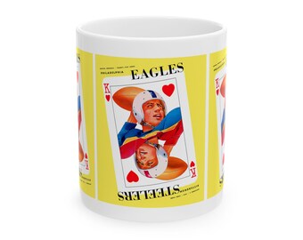 Football Ceramic Mug, 1950 Philadelphia Eagles Pittsburgh Steelers Fan Gift, Sports Coffee Cup, Vintage 1950 Design, Football Team Rivalry