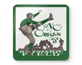 1927 Vintage Oregon State Beavers- University of Oregon Ducks Football Program Cover - Corkwood Coaster Set
