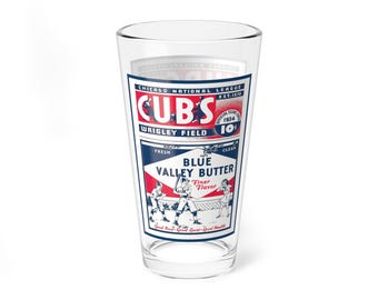 Vintage Baseball Chicago Cubs Mixing Glass, 16oz - Great for Cubs Fans, Baseball Enthusiasts, Sports Bar Decor - Gift for Father's Day,