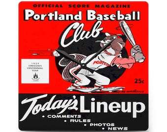 Vintage 1959 Baseball Portland Beavers Acrylic Wall Clock, Sports Team Memorabilia, Retro Home Decor, Gift for Baseball Fans, Office Wall