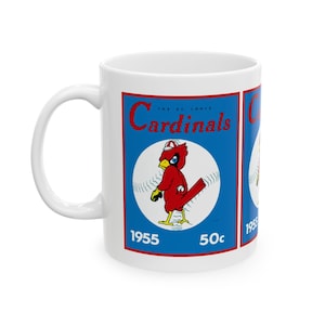 Vintage 1955 Baseball St Louis Cardinals Yearbook Ceramic Mug, Collectible Sports Memorabilia Drinkware, Baseball Fan Gift, Retro Baseball
