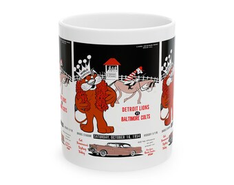 Football Ceramic Mug, 1954 Detriot Lions Baltimore Colts Fan Gift, Sports Coffee Cup, Football Team Rivalry, Game Day Drinkware