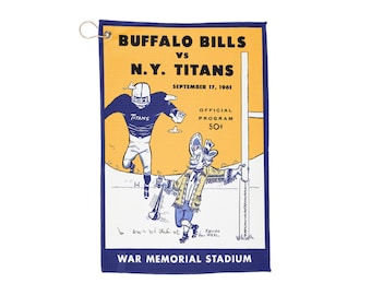 Vintage 1961 Football Golf Towels, Buffalo Bills-New York Titans Sports Towel, Retro Fan Gift, Golfing Accessories, Gridiron Memorabilia