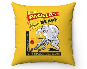 1955 Vintage Chicago - Green Bay Football Program Cover - Indoor Pillow