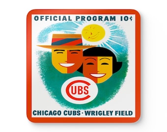 1956 Vintage Cubs Baseball Program Cover  - Corkwood Coaster Set