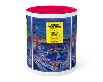 1951 Vintage Green Bay Packers -San Francisco 49ers Football Program Cover - Colorful Mug, 11oz