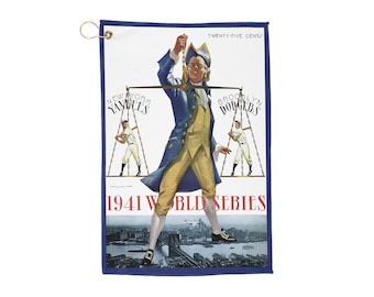 Classic 1941 Baseball World Series Golf Towel -Dodgers-Yankees, Sports Fan Gift, Golf Accessories, Vintage Baseball Decor, Golf Towel with