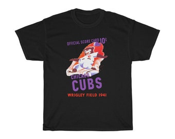 1941 Vintage Chicago Cubs Baseball Program Cover - Sliding Bear - Heavy Cotton Tee