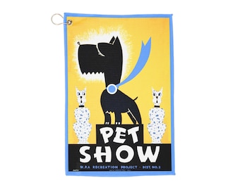 Golf Towel, Vintage WPA Poster Pet Show Design, Retro Golf Accessory, Golf Gift, Sports Towel, Golfing Gear, Golf Lover Gift, Golf Towel Set