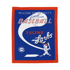 Velveteen Plush Blanket, 1950 Vintage Eugene Larks Far West League Baseball, Throw Blanket, Home Decor, Gift, Cozy Blanket, Baseball Fan,