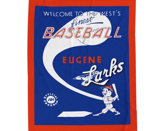 Velveteen Plush Blanket, 1950 Vintage Eugene Larks Far West League Baseball, Throw Blanket, Home Decor, Gift, Cozy Blanket, Baseball Fan,