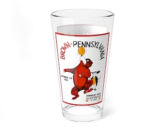Mixing Glass, 16oz - 1962 Football Brown - Pennsylvania, Sports Barware, Drinking Glass, Gift for Sports Fans, Vintage Football Decor,