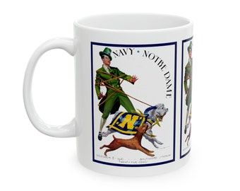 1941 Vintage Notre Dame - Navy Football Program Cover - Ceramic Mug, 11oz