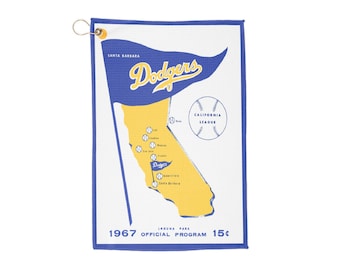 Vintage Baseball Santa Barbara Dodgers Golf Towels, Sports Towel, Golf Accessories, 1967 Sports Memorabilia, Golf Gifts