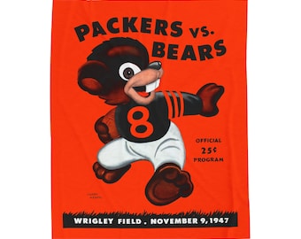 1947 Vintage Chicago Bears - Green Bay Packers Football Program Cover - Velveteen Plush Blanket