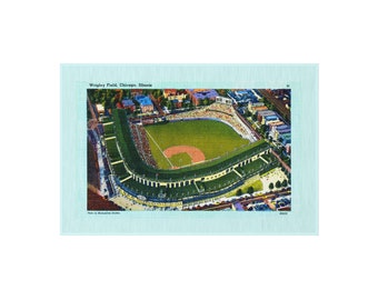 1941 Vintage Chicago Cubs Wrigley Field Postcard - 36 x 24 Outdoor Rug