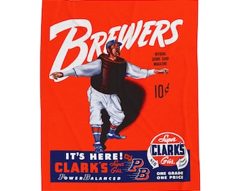 1951 Vintage Milwaukee Brewers Baseball Program Cover - Velveteen Plush Blanket