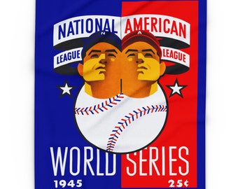 1945 Vintage National League - American League Baseball World Series Program Cover - Arctic Fleece Blanket