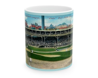 1912 Vintage Chicago Cubs West Side Ball Park Postcard - Ceramic Mug, 11oz