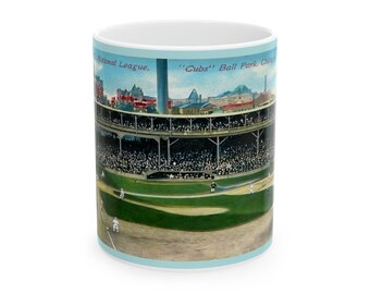 1912 Vintage Chicago Cubs West Side Ball Park Postcard - Ceramic Mug, 11oz