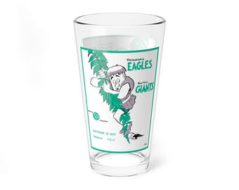 Mixing Glass, 16oz - 1963 Football Philadelphia Eagles New York Giants, Vintage Football Barware, Sports Fan Gift, Football Memorabilia