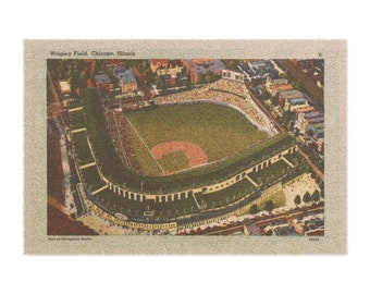 1941 Vintage Chicago Cubs Wrigley Field Postcard - Doormat