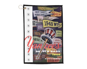 Vintage 1950 Baseball New York Yankees Golf Towel - Sports Towel, Golf Accessory, Gift for Baseball Fans, Retro Yankees Towel, Memorabilia