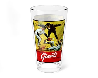 Vintage Baseball Mixing Glass, 16oz - 1965 San Francisco Giants Yearbook, Sports Barware, Retro Glass Tumbler, Baseball Memorabilia Gift,