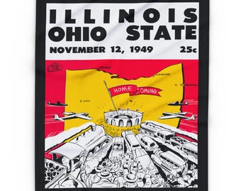 Vintage Illinois - Ohio State Football Program Cover Arctic Fleece Blanket - Cozy Home Decor, College Football Fan Gift, Winter Blanket,