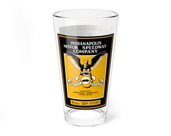 Mixing Glass, 16oz - Vintage 1925 Racing Indianapolis 500, Cocktail Glass, Barware, Gift for Car Enthusiasts, Racing Fans, Father's Day
