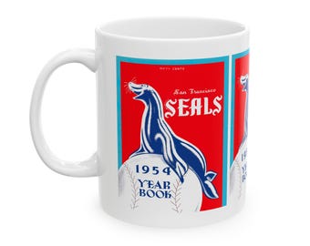 Vintage 1954 San Francisco Seals Baseball Ceramic Mug, 11oz, 15oz - Great for Baseball Fans and retro Sports Lovers-Perfect for Coffee, Tea,
