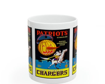 1960 Vintage Los Angeles Chargers - Boston Patriots Football Program Cover - Ceramic Mug, 11oz