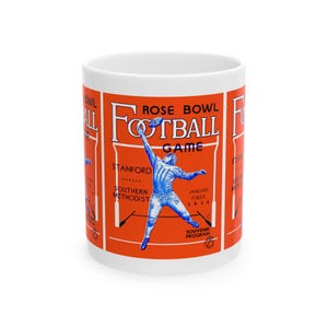 College Football 1936 Rose Bowl Ceramic Mug, 11oz 15oz - SMU Stanford Fan Gift, Sports Memorabilia, Game Day Cup, Vintage Athletics
