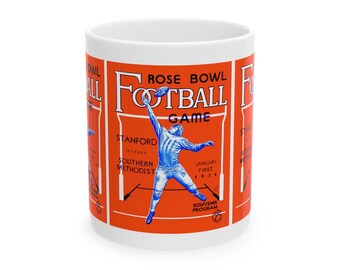 College Football 1936 Rose Bowl Ceramic Mug, 11oz 15oz - SMU Stanford Fan Gift, Sports Memorabilia, Game Day Cup, Vintage Athletics