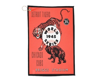 Vintage 1945 Baseball World Series Cubs-Tigers Golf Towels, Sports Fan Gift, Golf Accessories, Retro Sports Towel, Golf Tournament
