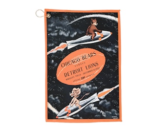 Vintage 1959 Football Chicago Bears-Detroit Lions Golf Towel - Sports Fan Gift, Golf Accessories, Football Memorabilia, Golf Gear, Towel
