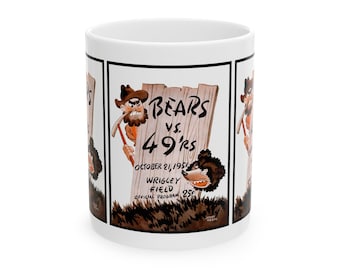 Vintage Football Bears- 49ers Ceramic Mug, Sports Fan Gift, Team Rivalry, 11oz 15oz Cup, Retro Design, Football Lover Gift