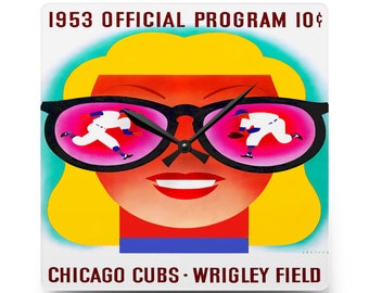 1953 Vintage Chicago Cubs Baseball Program Cover - Acrylic Wall Clock
