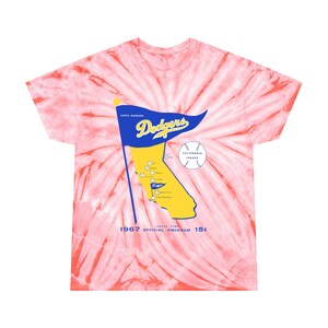 1967 Vintage Santa Barbara Baseball Program Cover - California League - Tie-Dye Tee, Cyclone