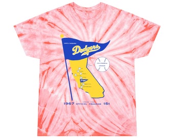 1967 Vintage Santa Barbara Baseball Program Cover - California League - Tie-Dye Tee, Cyclone