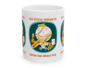 Ceramic Mug, 1954 Baseball Chicago Cubs, Sports Fan Gift, Baseball Memorabilia, Coffee Mug, Tea Cup, Gift for Dad, Baseball Lover Present