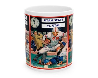 1959 Utah State Football Ceramic Mug, 11oz 15oz - Vintage Sports Team Memorabilia Gift, Utah Football Fan Mug, College Football Game Day