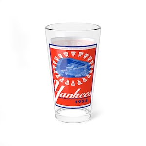 Mixing Glass, 16oz - 1955 Baseball New York Yankees Yearbook, Perfect for Baseball Fans, Vintage Baseball Memorabilia, Unique Barware Gift,